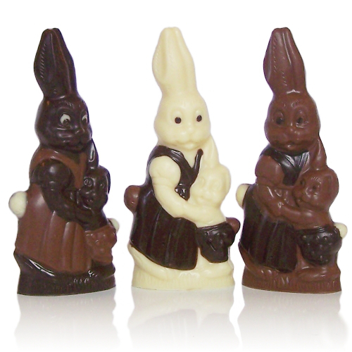 Schokoladenfigur Hasenmutter mit Kind