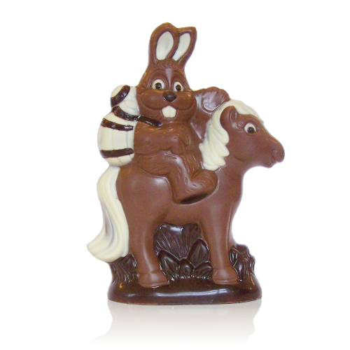 Schokoladenfigur Hase auf Pferd